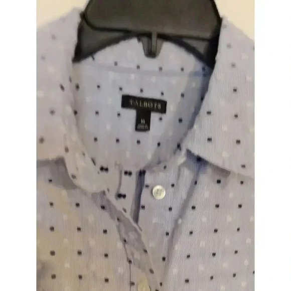 Talbots Bundle of 2 Button Down Collared Printed Anchor Swiss Dot Shirts Size M - Picture 6 of 8